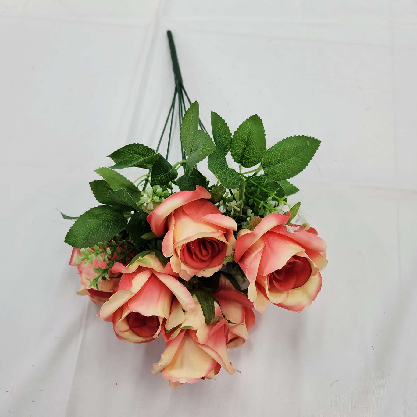 7-head cross rose, office simulation rose, cultural gardening, crocheted bouquet, knitted bouquet, simulation flower DIY detail image 8