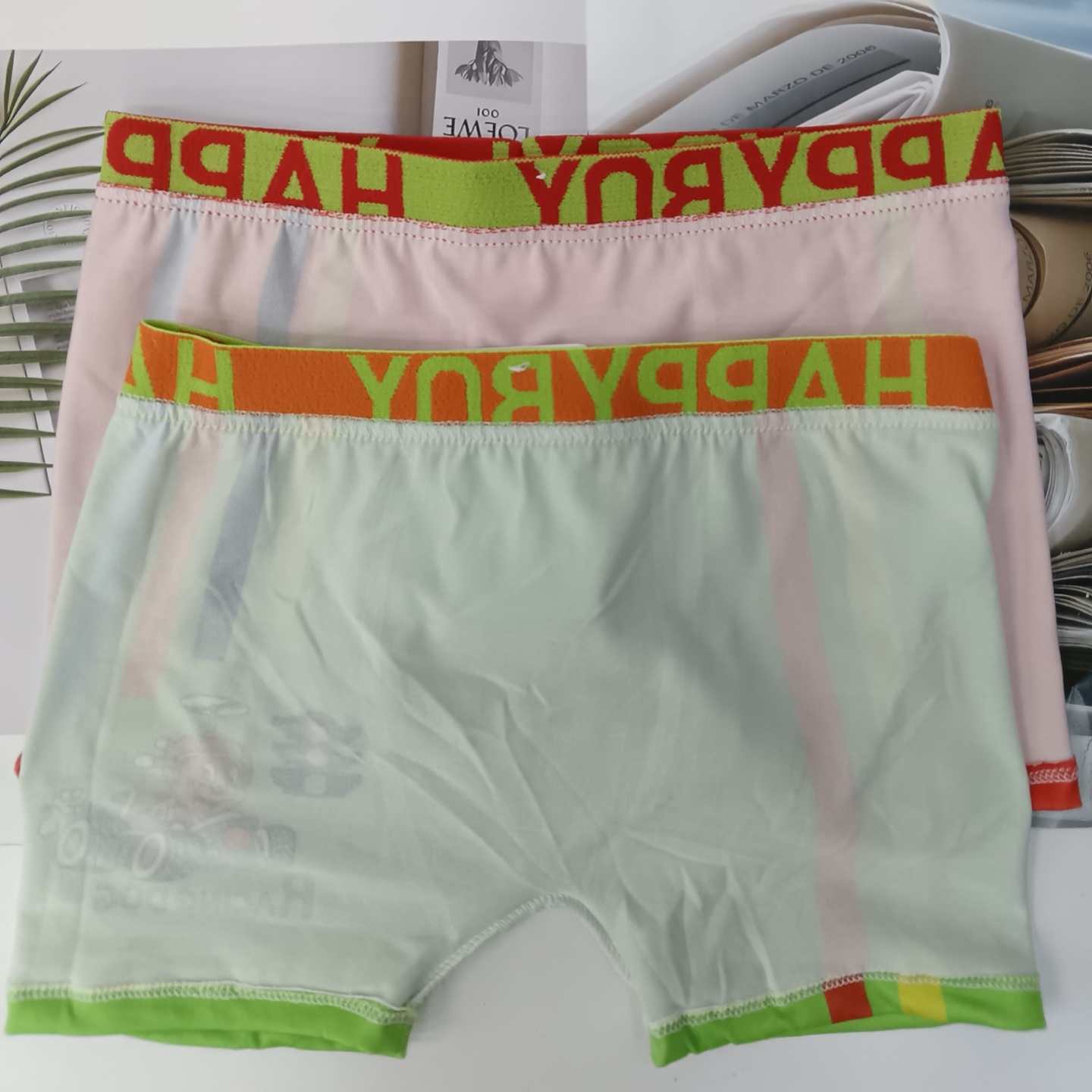 2004# Foreign trade export to Europe, America and Africa, in stock, printed cartoon pattern boys' flat Angle underwear, boys' milk silk-screen printed comfortable children's underwear, customizable pattern boys' underwear QNI Specification drawing
