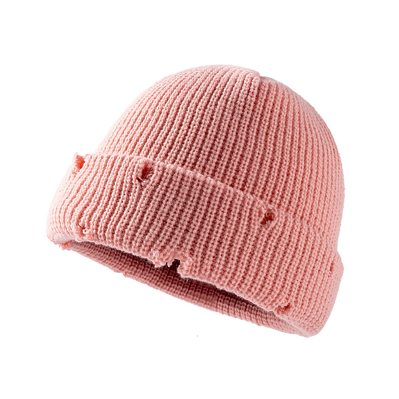 Knitted hats, short autumn and winter styles, European and American fashion hip-hop hats, fringed and worn women's melon rind hats, street dance woolen hats Specification image