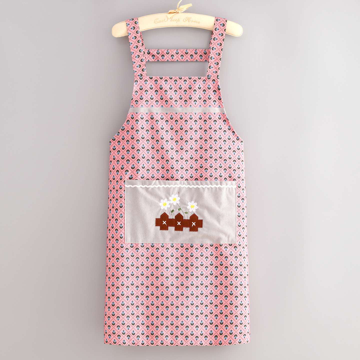 Canvas H-shaped embroidered shoulder strap apron, kitchen, household, adult, dirt-resistant, reversible, catering, wear-resistant, new stain-resistant work clothes detail image 8