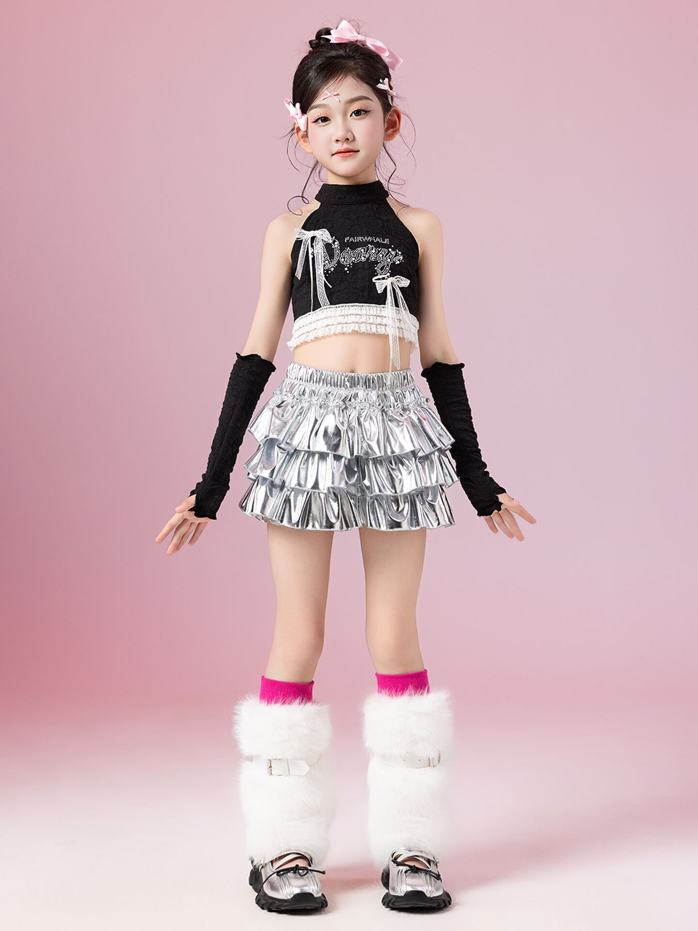 2026啦啦队服专业生产现货供应儿童爵士舞服装女童炸街嘻哈少儿街舞走秀潮服演出服支持定制加工JK套装cosplay衣服