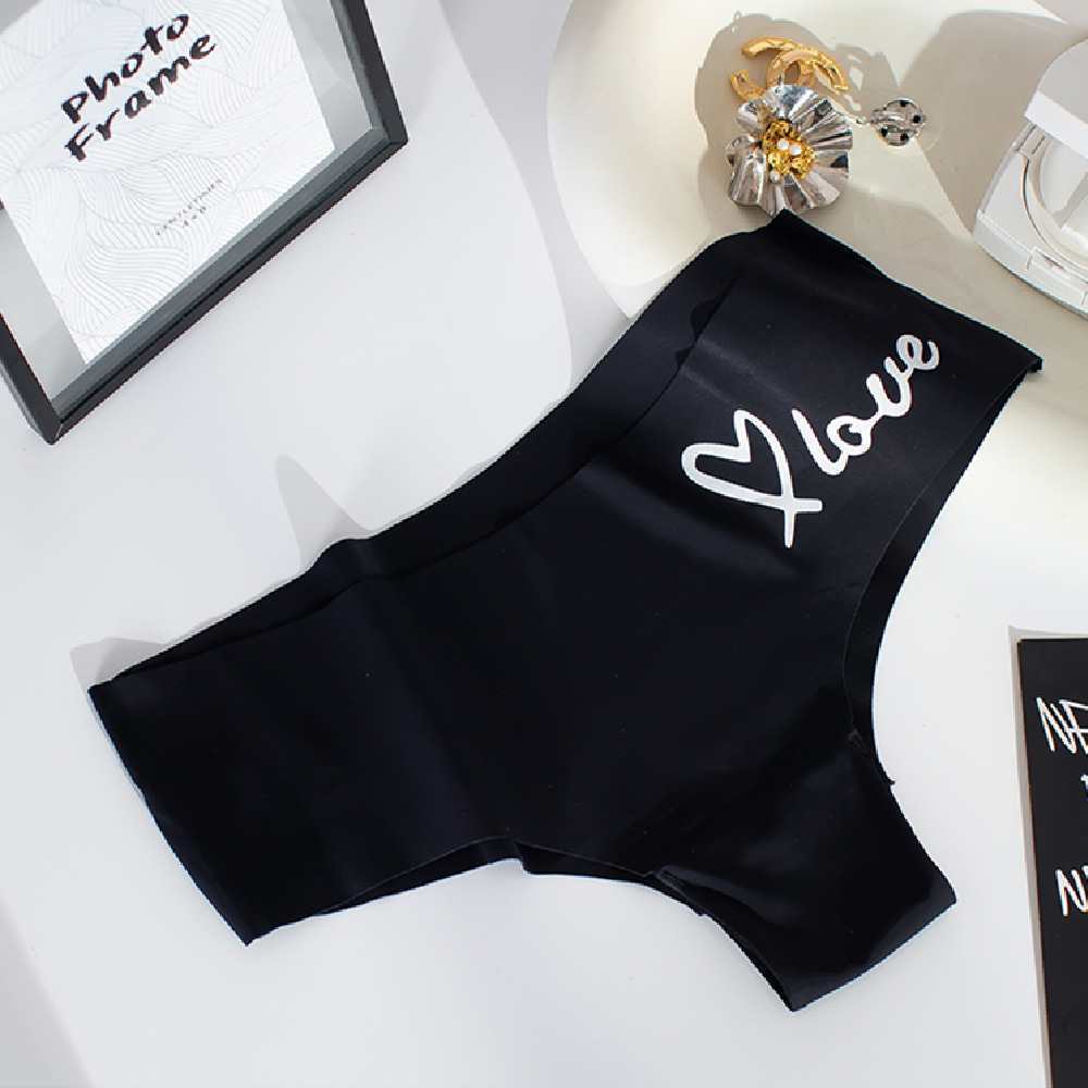 2017# style foreign trade export inventory English letter seamless underwear, low-waist women's underwear, comfortable ice silk thin women's briefs QNI details Picture