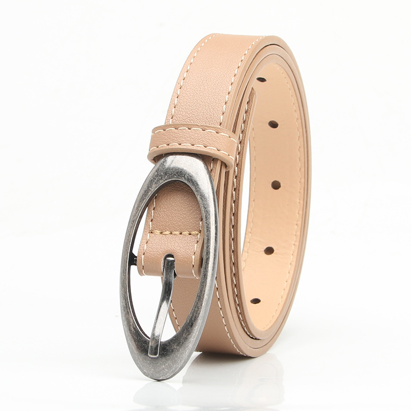 Oval antique silver alloy buckle belt for women, fashionable, individual, casual and versatile jeans, decorative belt details Picture
