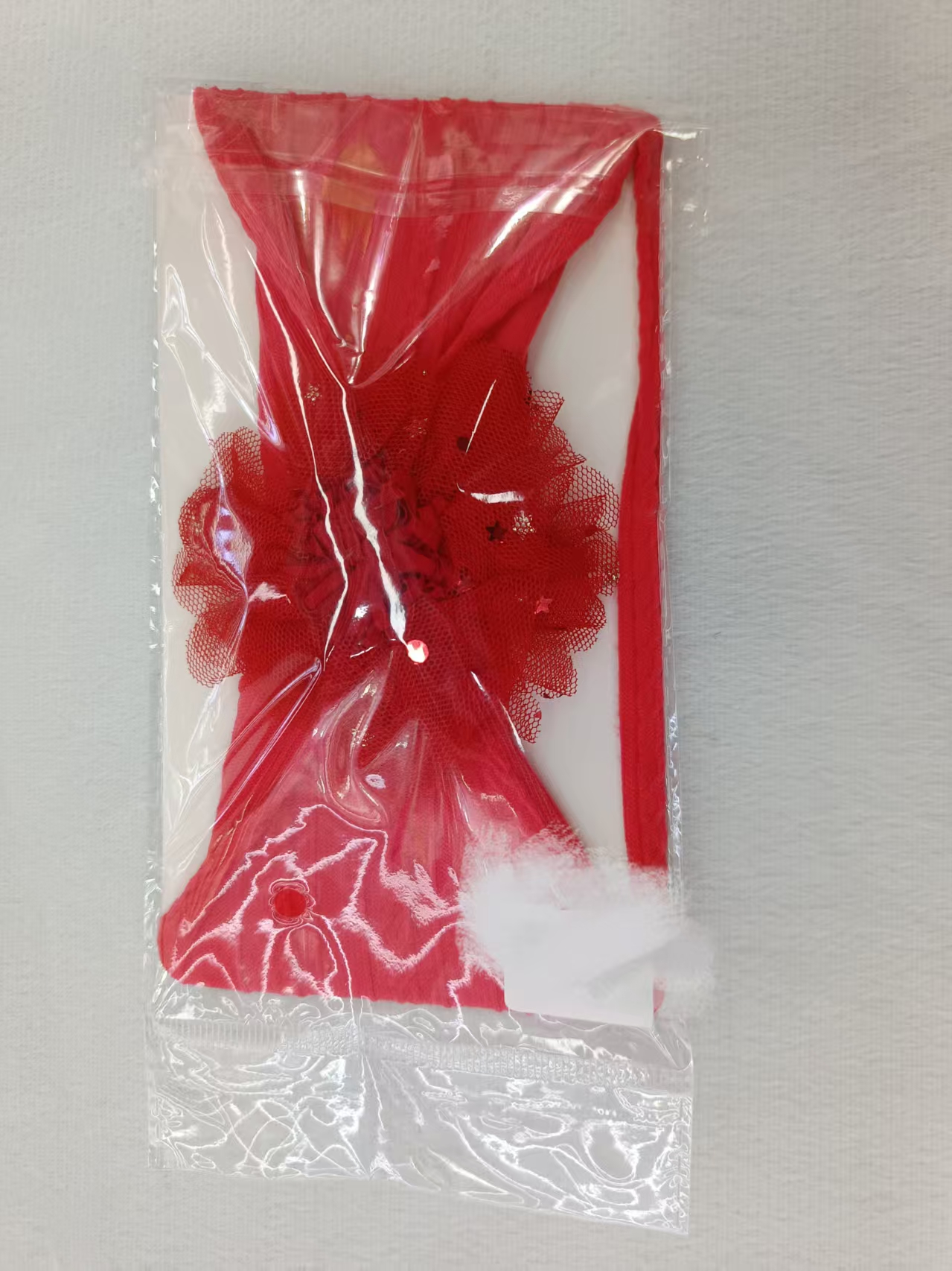 红色纱花发戴