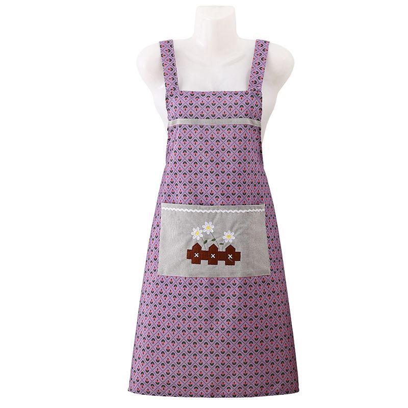 Canvas H-shaped embroidered shoulder strap apron, kitchen, household, adult, dirt-resistant, reversible, catering, wear-resistant, new stain-resistant work clothes Item Picture