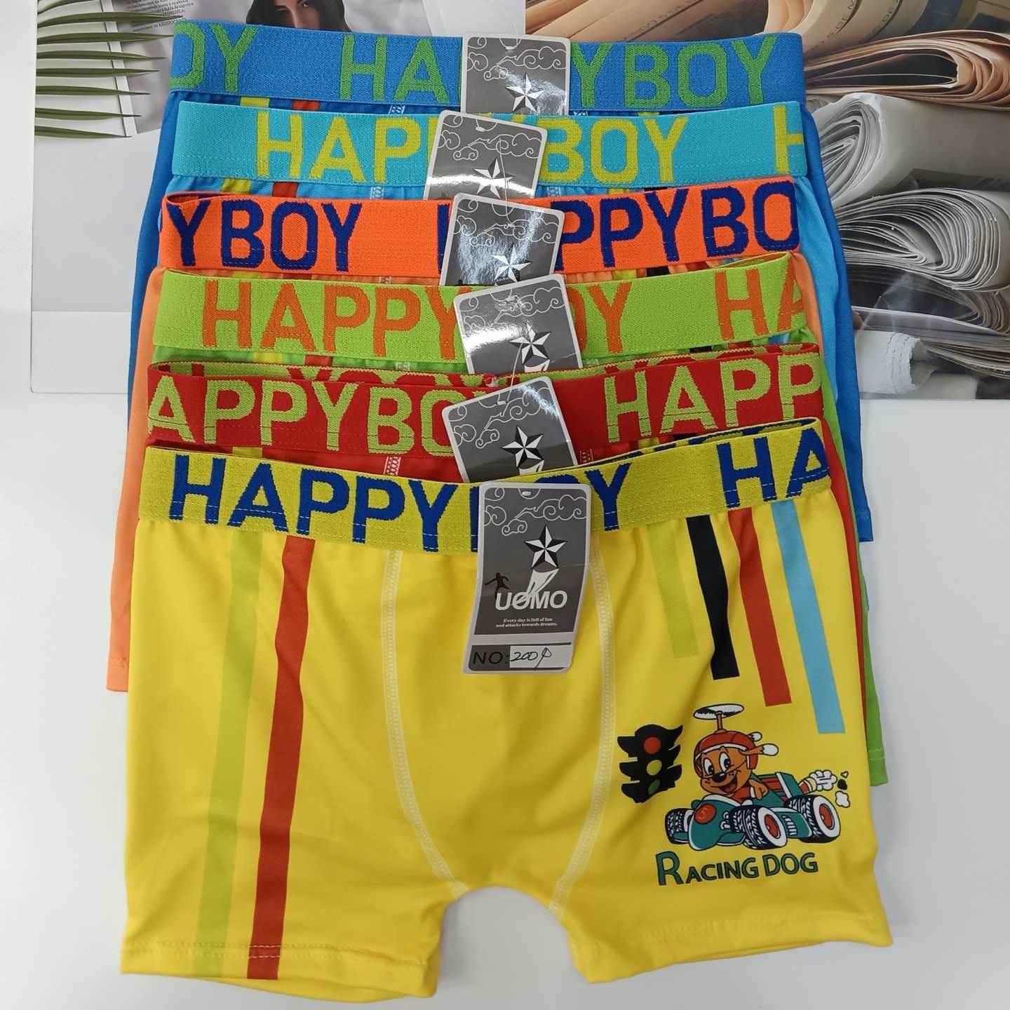 2004# Foreign trade export to Europe, America and Africa, in stock, printed cartoon pattern boys' flat Angle underwear, boys' milk silk-screen printed comfortable children's underwear, customizable pattern boys' underwear QNI details Picture