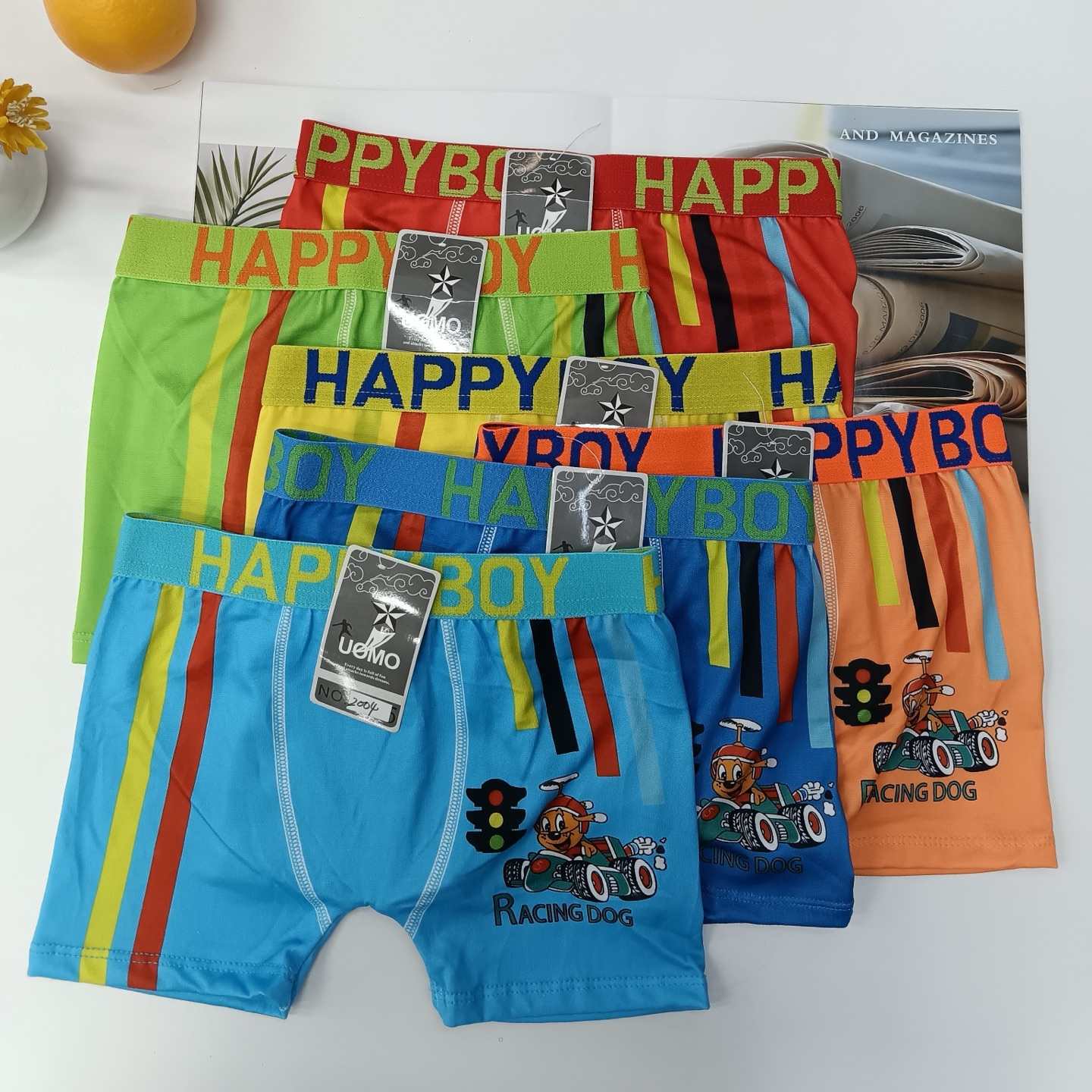 2004# Foreign trade export to Europe, America and Africa, in stock, printed cartoon pattern boys' flat Angle underwear, boys' milk silk-screen printed comfortable children's underwear, customizable pattern boys' underwear QNI full figure