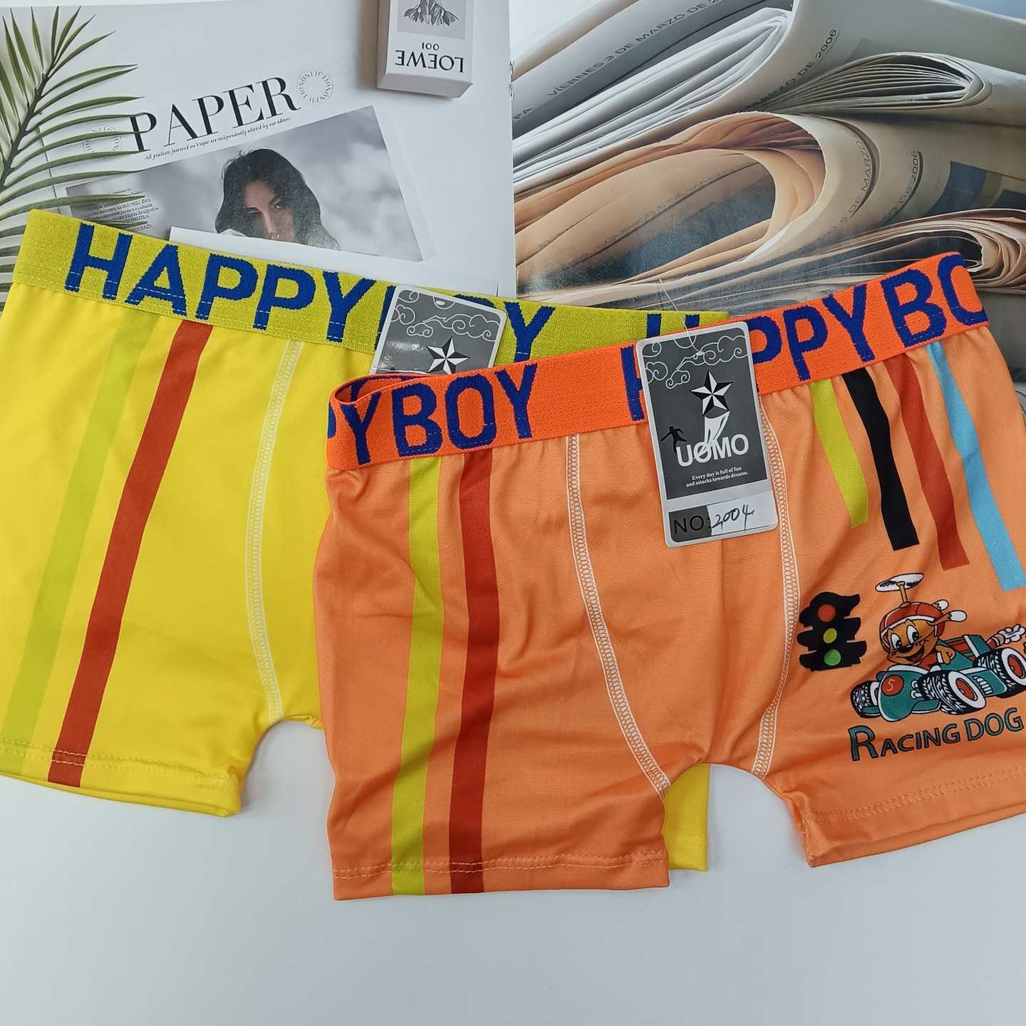 2004# Foreign trade export to Europe, America and Africa, in stock, printed cartoon pattern boys' flat Angle underwear, boys' milk silk-screen printed comfortable children's underwear, customizable pattern boys' underwear QNI Application Scenario
