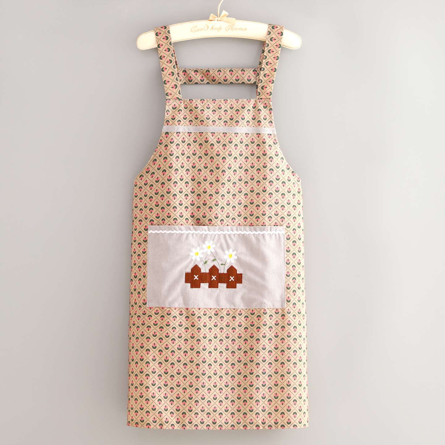 Canvas H-shaped embroidered shoulder strap apron, kitchen, household, adult, dirt-resistant, reversible, catering, wear-resistant, new stain-resistant work clothes detail image 10
