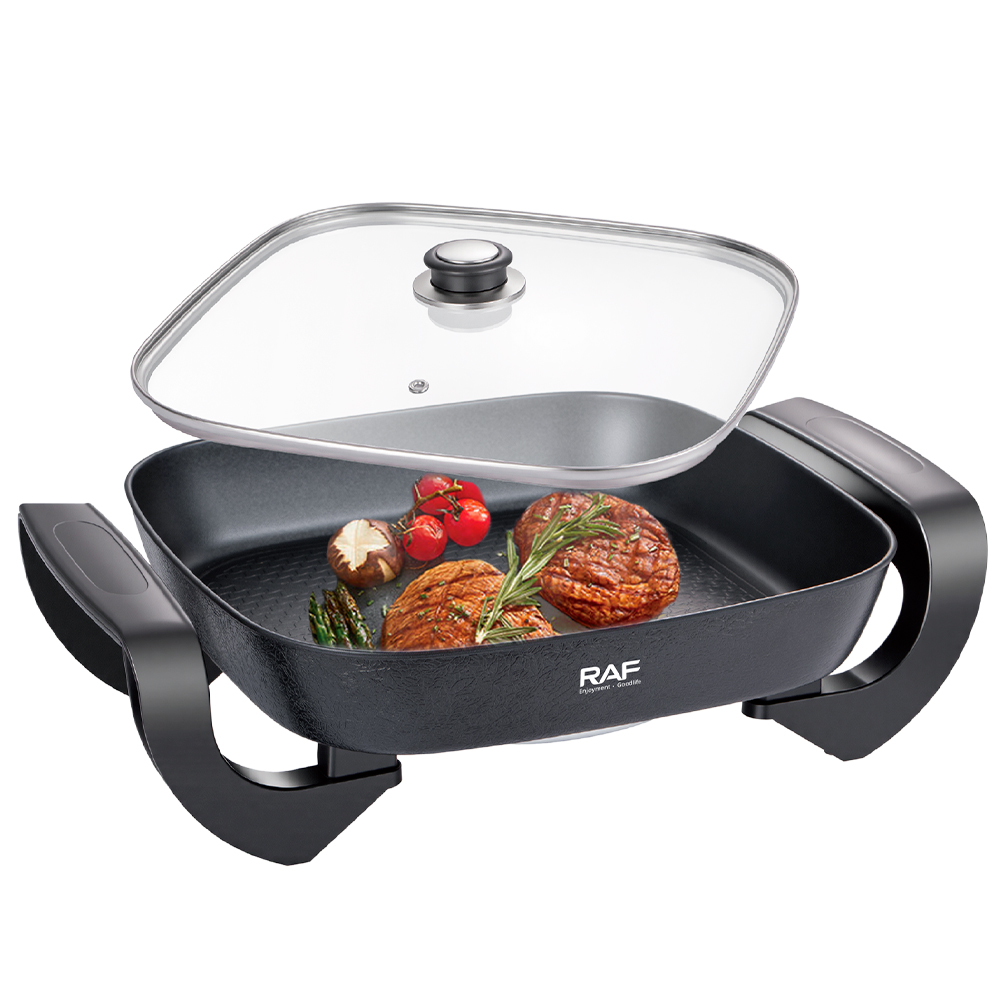 RAF European standard cross-border electric cooking pot, multi-functional wok, 5L non-stick coating electric hot pot, all-in-one for frying and stir-frying, household use Application Scenario