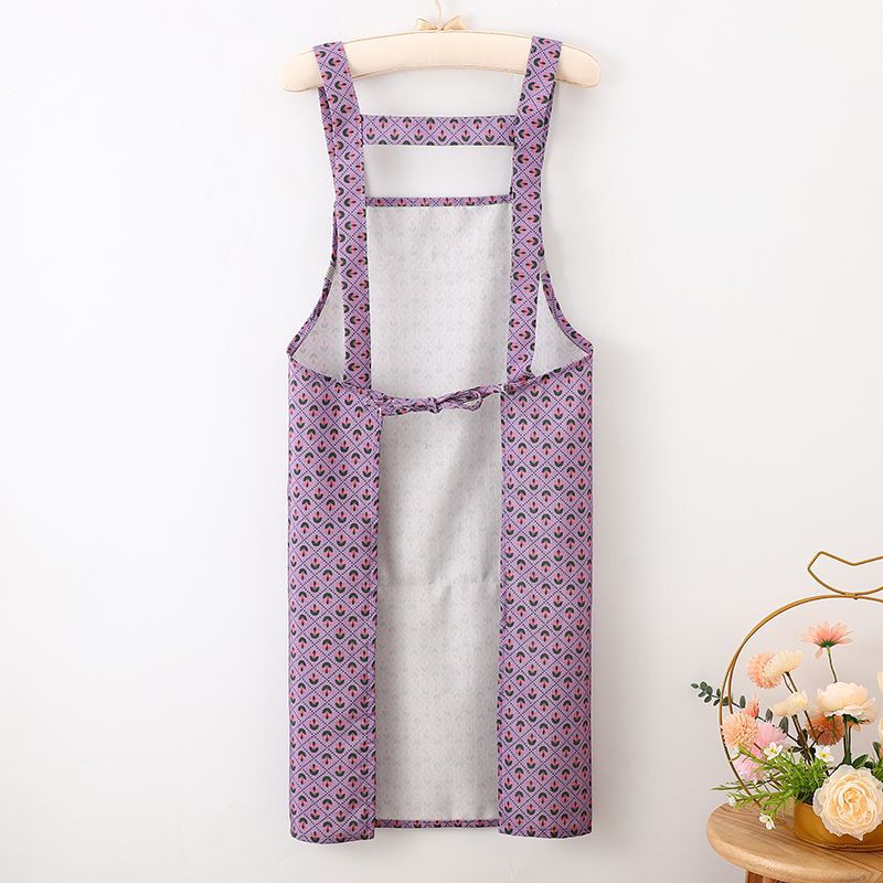 Canvas H-shaped embroidered shoulder strap apron, kitchen, household, adult, dirt-resistant, reversible, catering, wear-resistant, new stain-resistant work clothes detail image 5