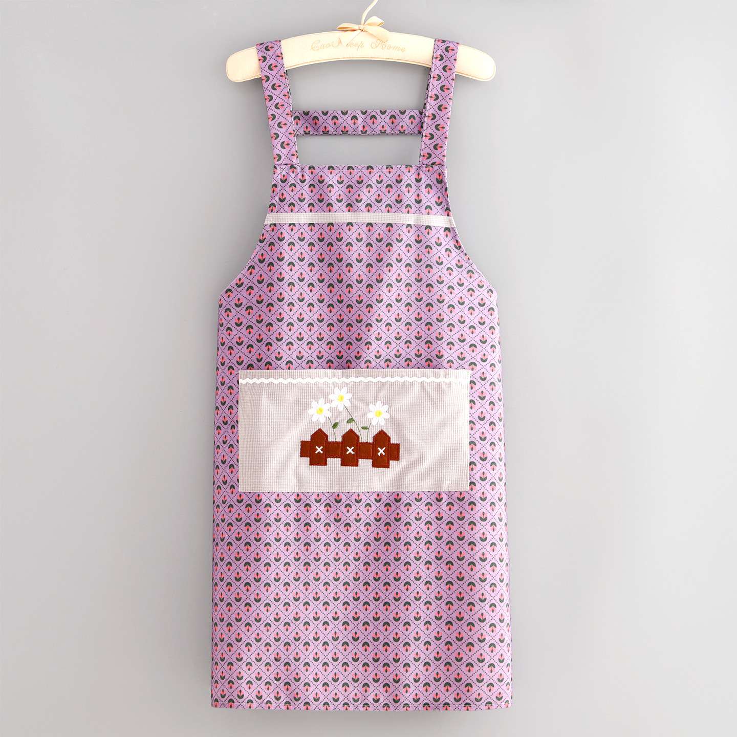 Canvas H-shaped embroidered shoulder strap apron, kitchen, household, adult, dirt-resistant, reversible, catering, wear-resistant, new stain-resistant work clothes detail image 9