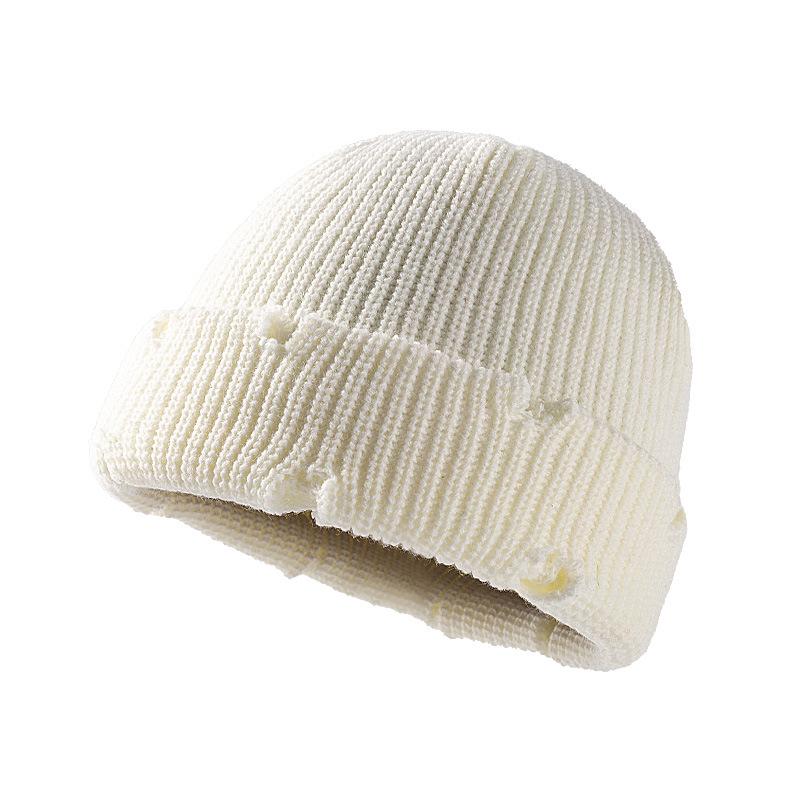 Knitted hats, short autumn and winter styles, European and American fashion hip-hop hats, fringed and worn women's melon rind hats, street dance woolen hats details Picture