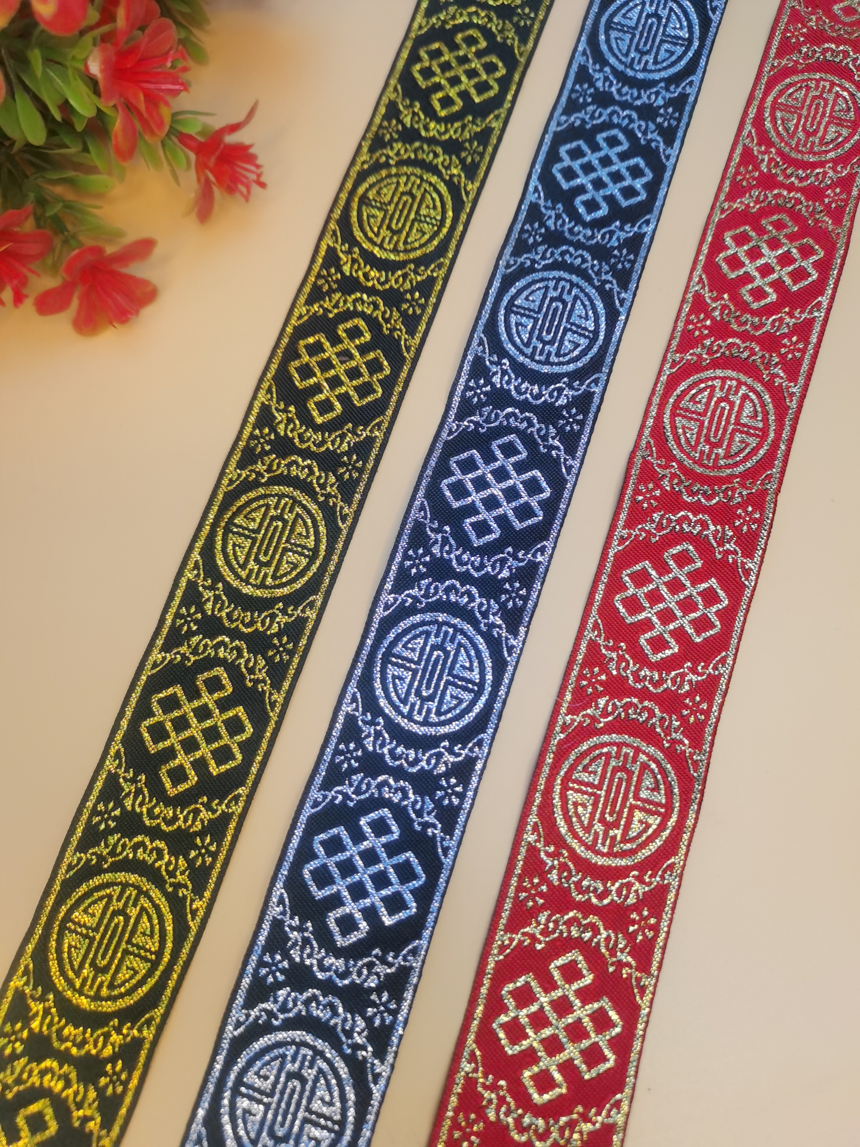 3.3铜板 刺绣花边织带缎带加厚人文人字纹装饰织带手工DIY材料 花带 热切带 商标带