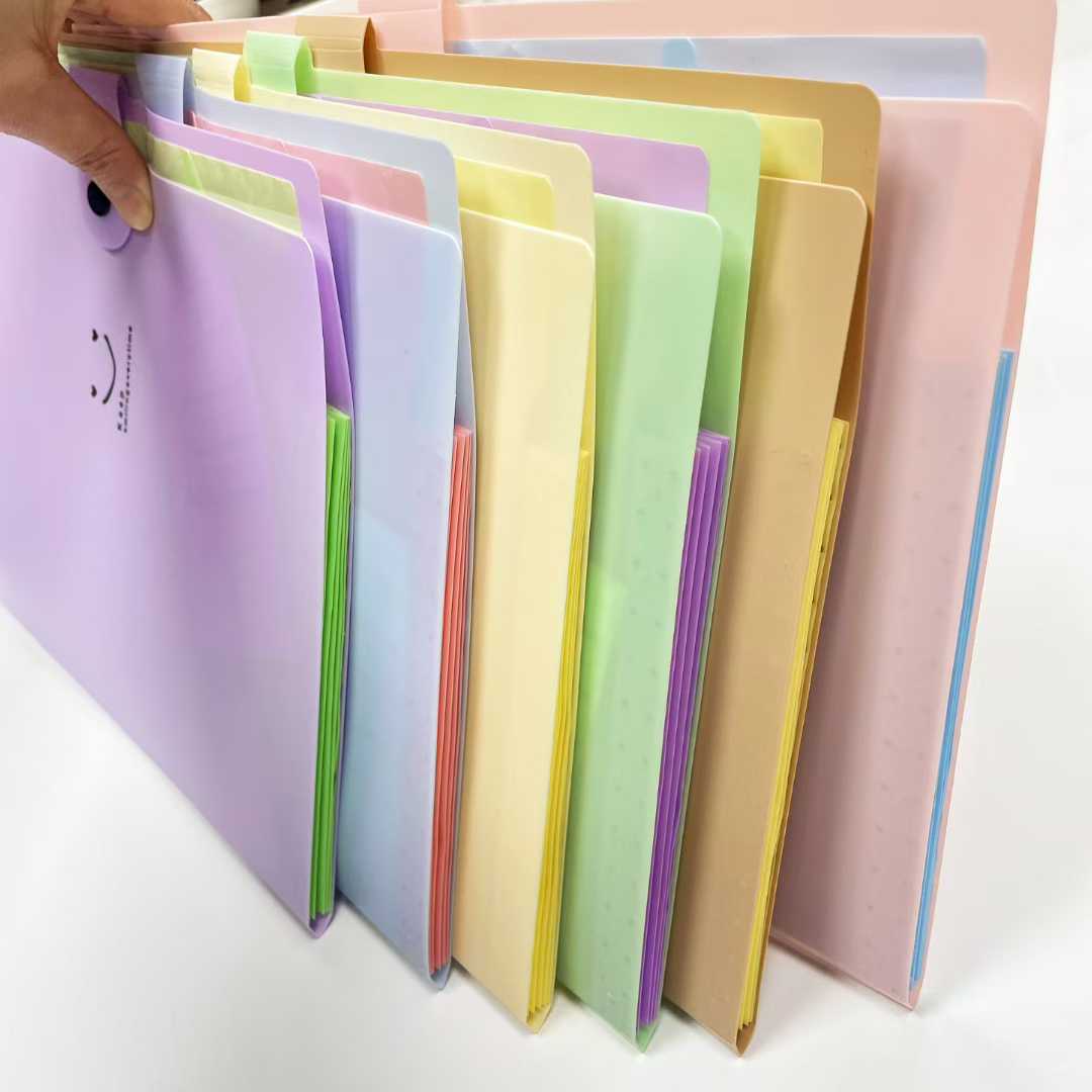 Smiling face organ bag, student cartoon printed organ holder, office supplies folder, file folder, snap button test paper bag Specification image