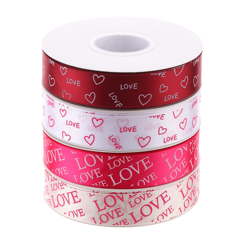 Xihua Nong LOVE Small Heart flower packaging, polyester material diy handmade gift, baking ribbon, satin ribbon, silk ribbon Flower shop Item Picture