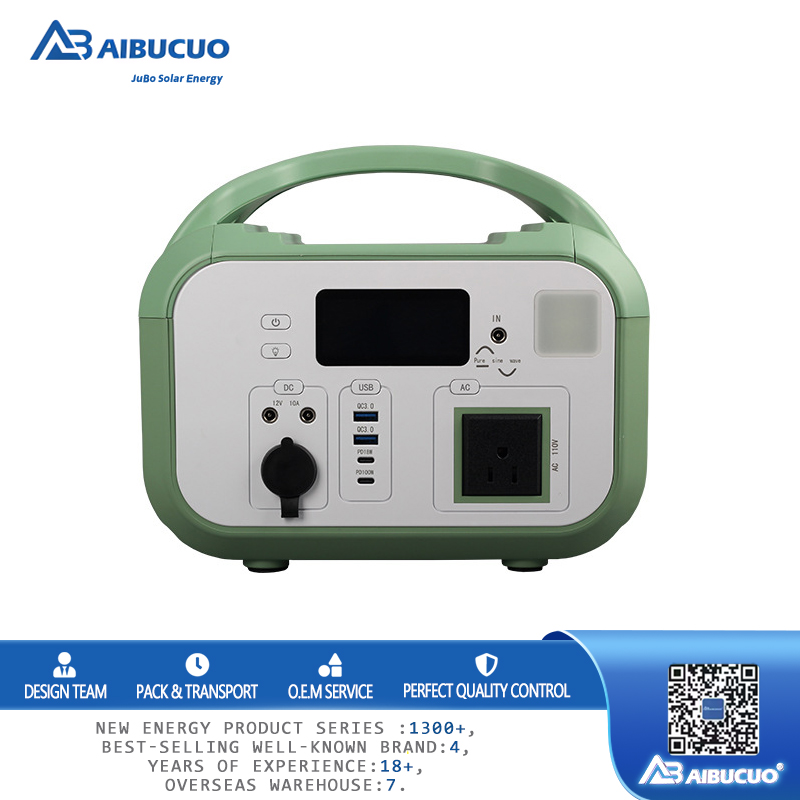 AIBUCUO巨舶跨境110V户外移动电源600W便携式太阳能储能电源磷酸铁锂