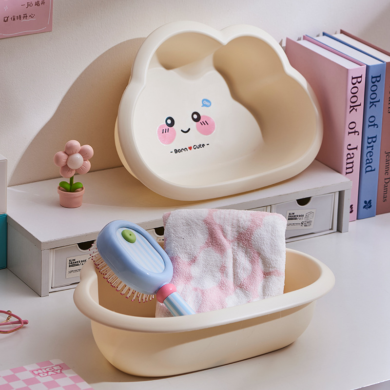 J06-6309 plastic cloud washbasin, thickened baby washbasin, dormitory laundry basin, bottom washing basin details Picture