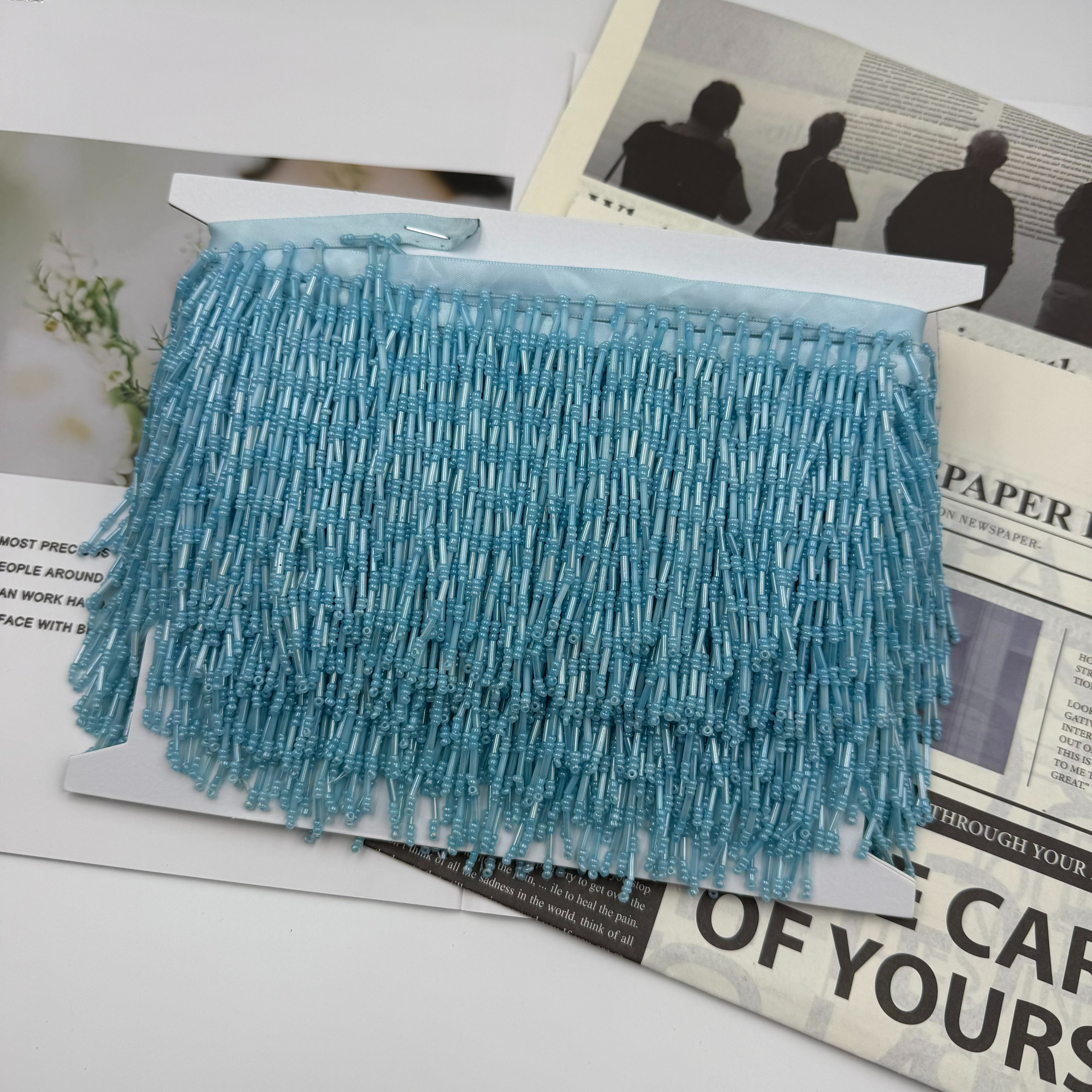 现货10cm八节管流苏重工手工垂坠金色银色管珠排须演出服花边配饰服装辅料以诺辅料详情10