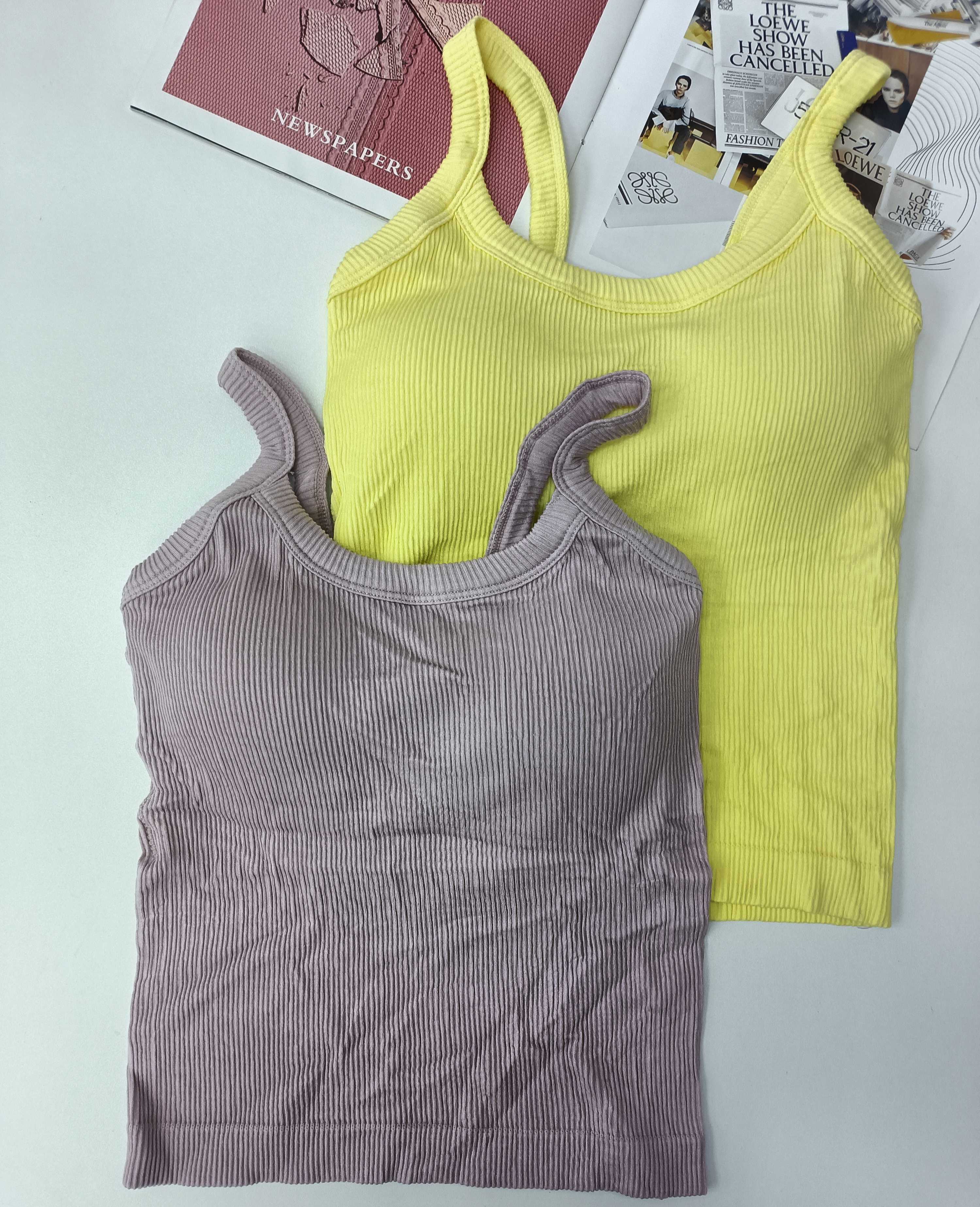 369 # Pure Desire Wind Seamless Latex Cup One-piece Cup Threaded strap vest, simple solid color, comfortable and breathable details Picture