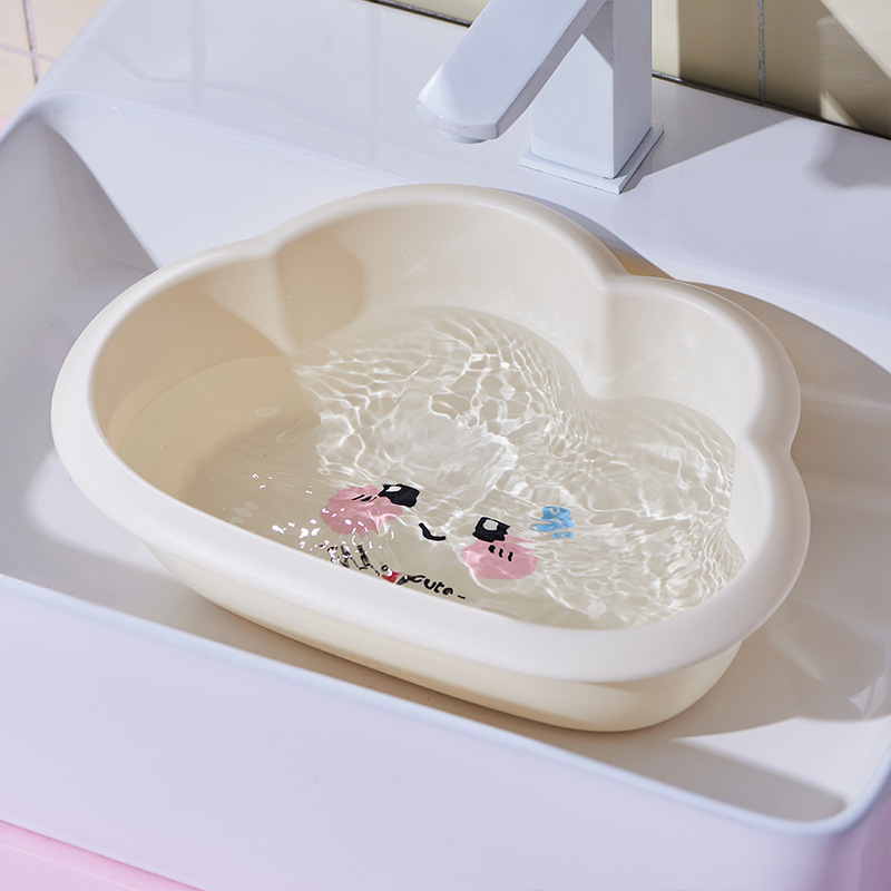 J06-6309 plastic cloud washbasin, thickened baby washbasin, dormitory laundry basin, bottom washing basin Specification image