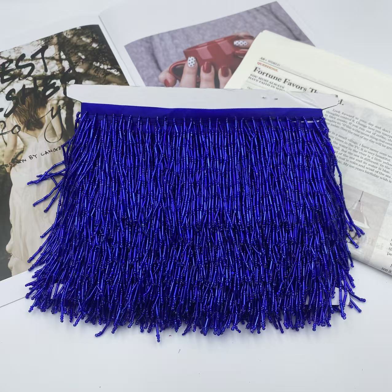 现货10cm八节管流苏重工手工垂坠金色银色管珠排须演出服花边配饰服装辅料以诺辅料详情4