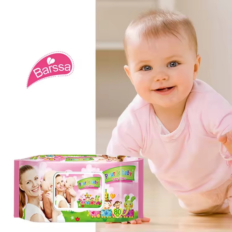 Pour le baby 80pcs 婴儿湿巾包装盒婴儿专用湿巾纸巾婴儿湿纸巾酒精湿巾卫生纸家庭便携装