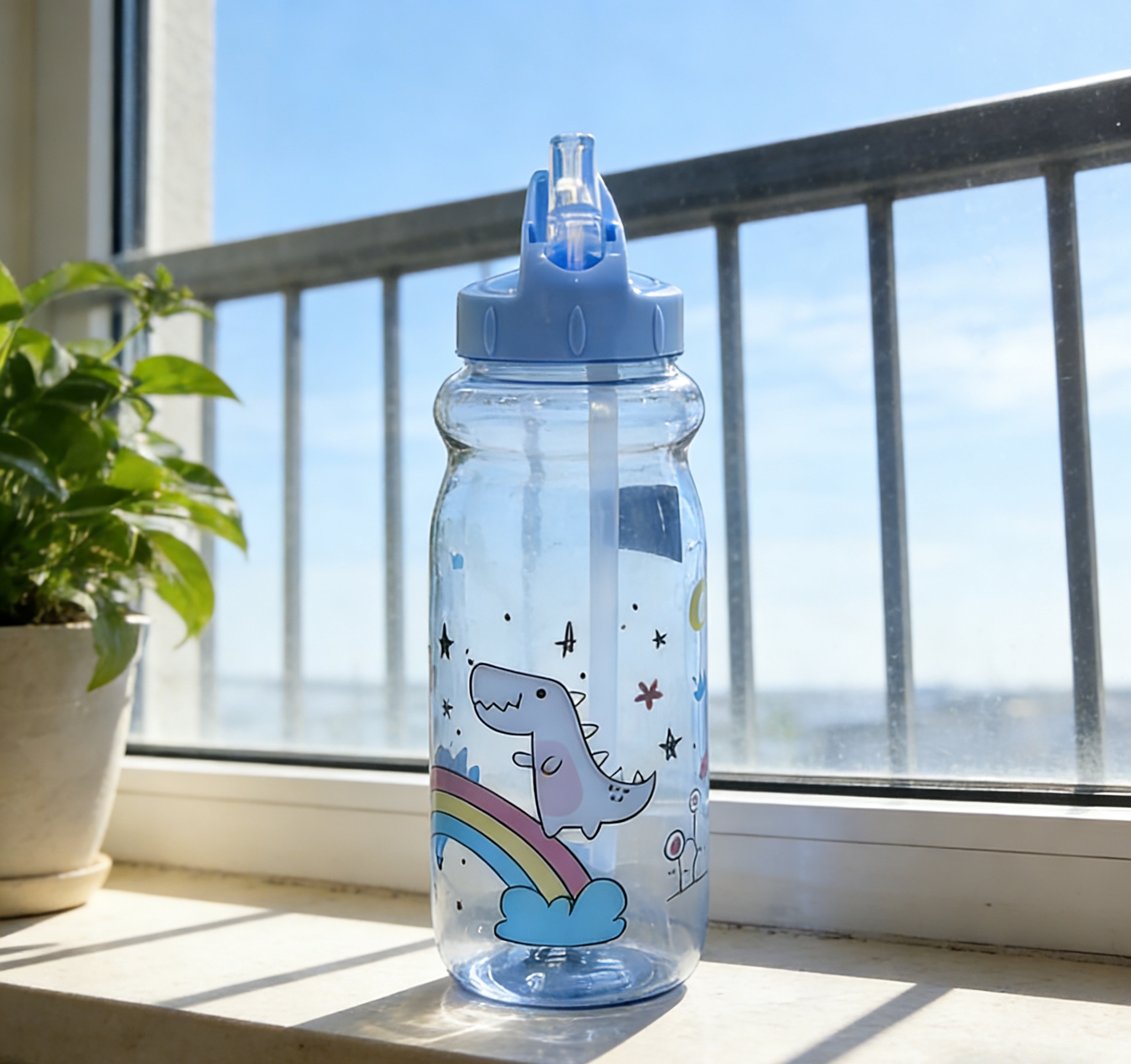 Wholesale of kindergarten children's water cups, dinosaur cartoon large-capacity straw water bottles, cartoon dinosaur children's straw cups, portable drinking cups for babies Specification image