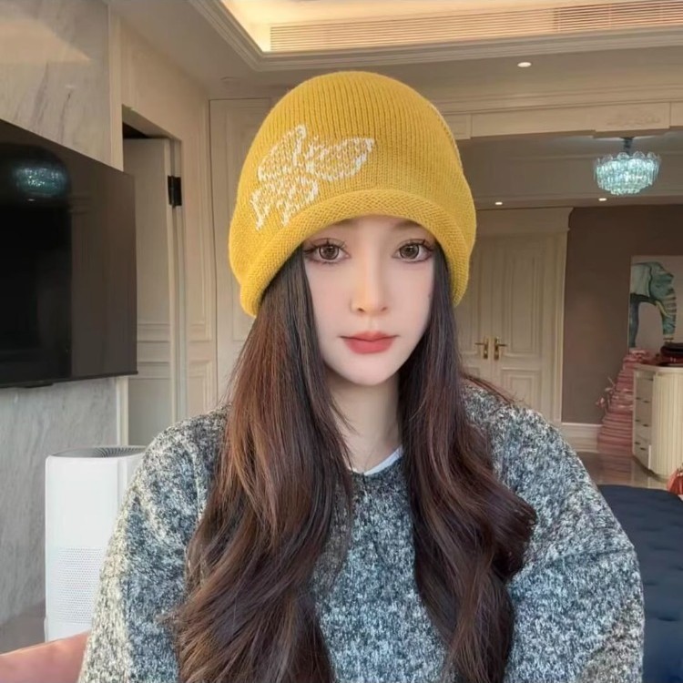 Rolled-edge drawstring pile cap, small knitted autumn and winter warm ear-protecting cap for women, 2025 new style headscarf cap details Picture