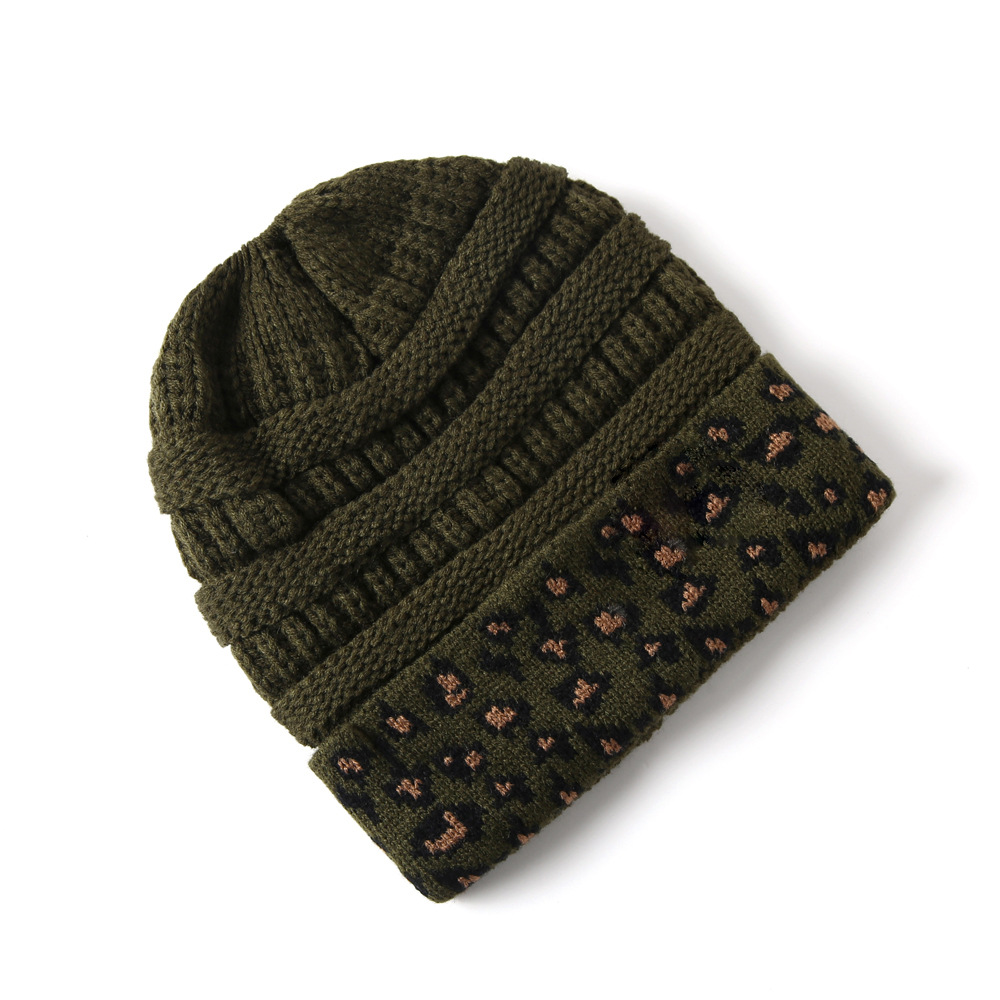 Autumn and winter capped woolen hat for women, adult warmth, leopard print knitted hat, Amazon hat for women Item Picture