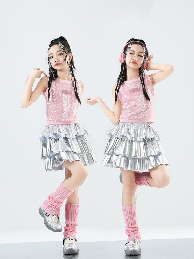 源头工厂专业生产支持定制加工内销外贸爵士舞服装女童套装亮片背心潮服舞蹈jazz街舞走秀演出服跨境电商爆款亚马逊稀音供货
详情图12