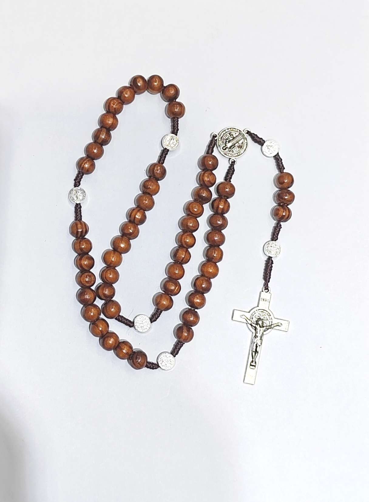 十字架念珠吊坠 天然松木10mm祷告挂礼物饰品 天主教饰品批发详情图4