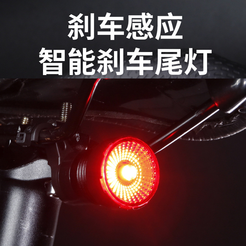  0126#智能刹车尾灯双支架自行车智能刹车尾灯震动感应夜骑行山地单车警示尾灯