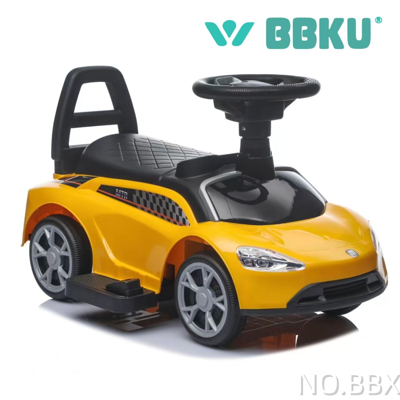bbku儿童骑乘玩具车黄色猪拐手推轮子车适合儿童玩耍益智早教玩具