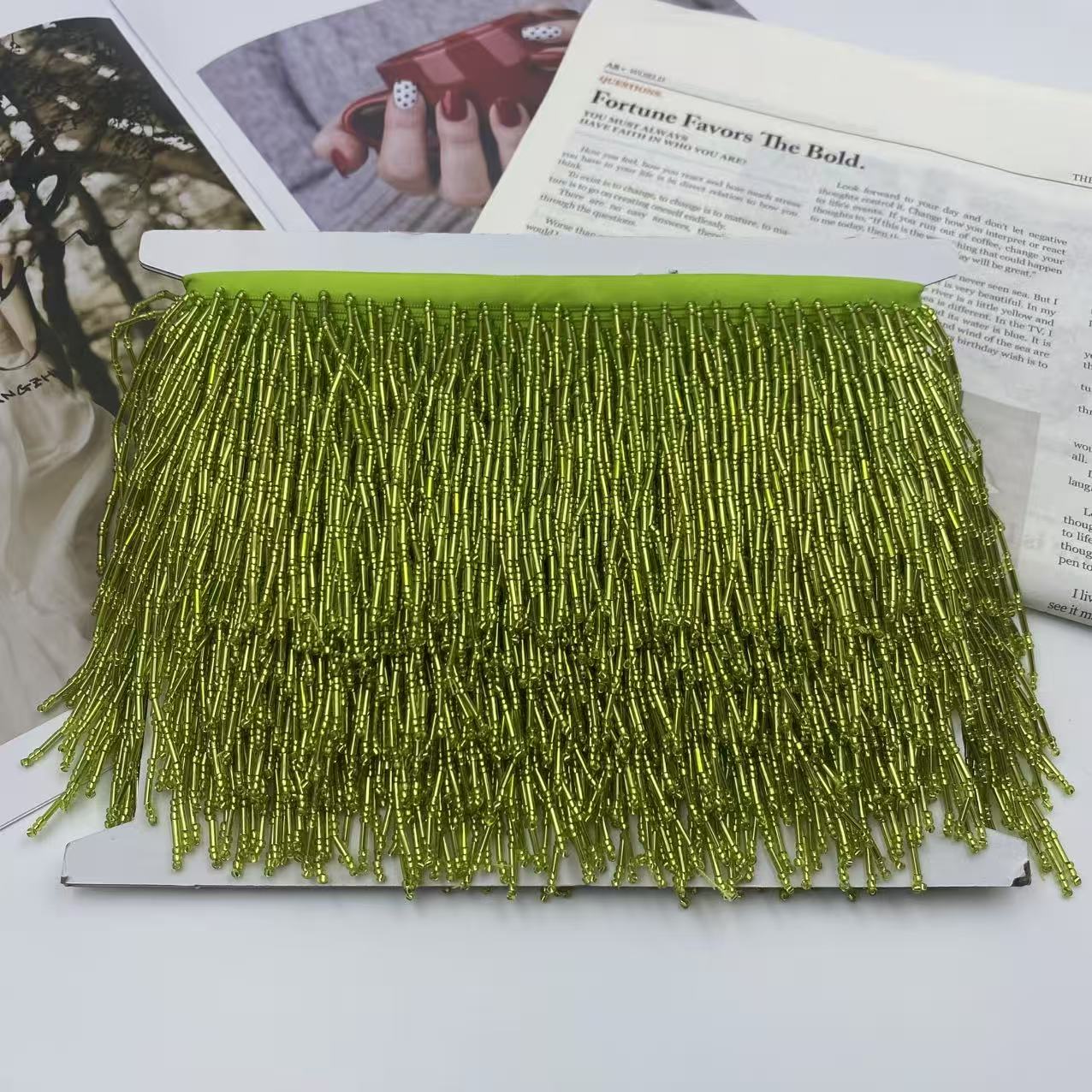 现货10cm八节管流苏重工手工垂坠金色银色管珠排须演出服花边配饰服装辅料以诺辅料详情2