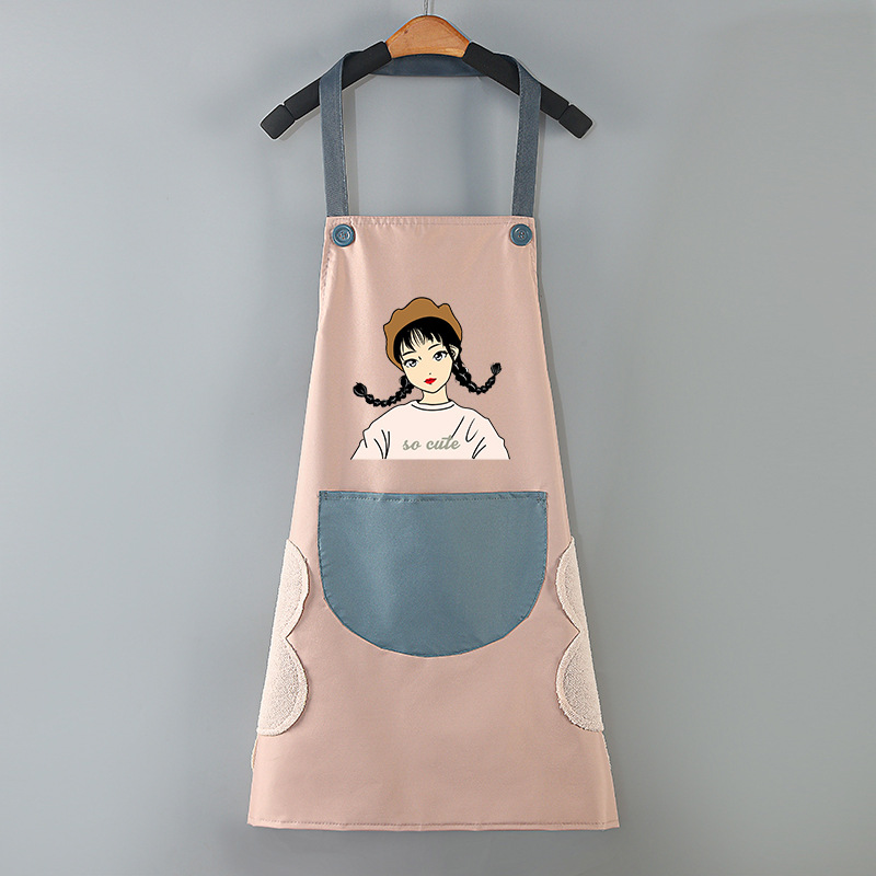 Household waterproof, oil-proof and stain-proof cooking work clothes, Korean-style fashionable bib, unisex, kitchen chores, hand-drying and baking apron Specification image
