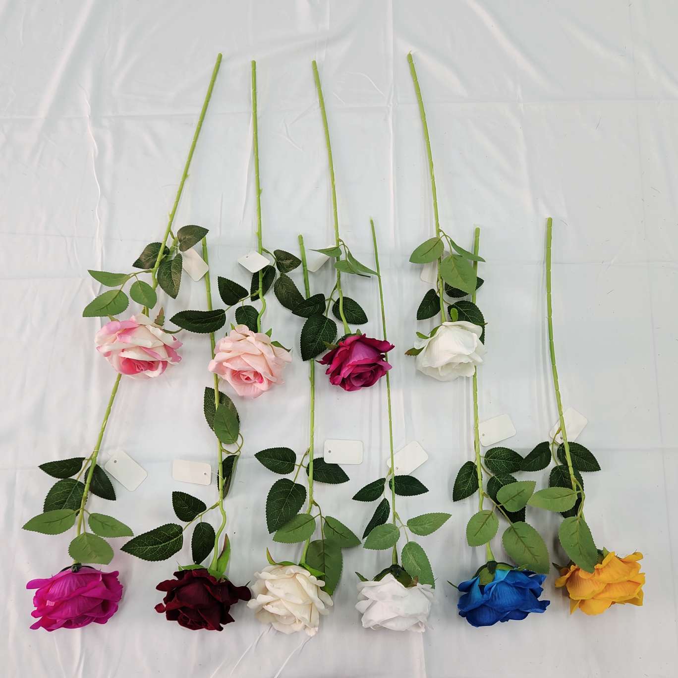 单枝绒布相思玫办公仿真玫瑰文化园艺防真插花钩织针织花束仿真花装饰品