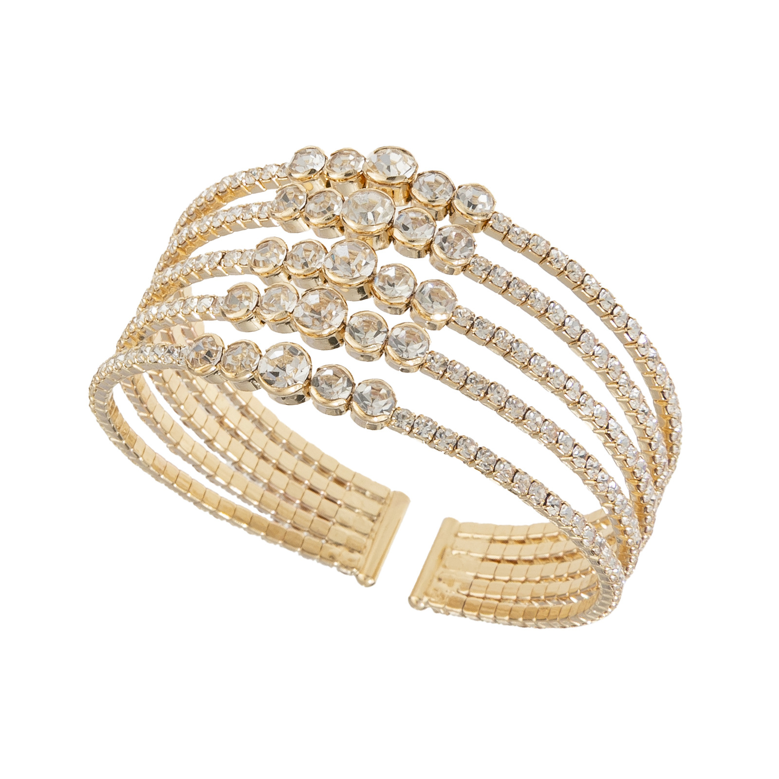 Factory wholesale cross-border 5-row luxurious water diamond elastic open bracelet, full diamond creative and fashionable design sense jewelry full figure