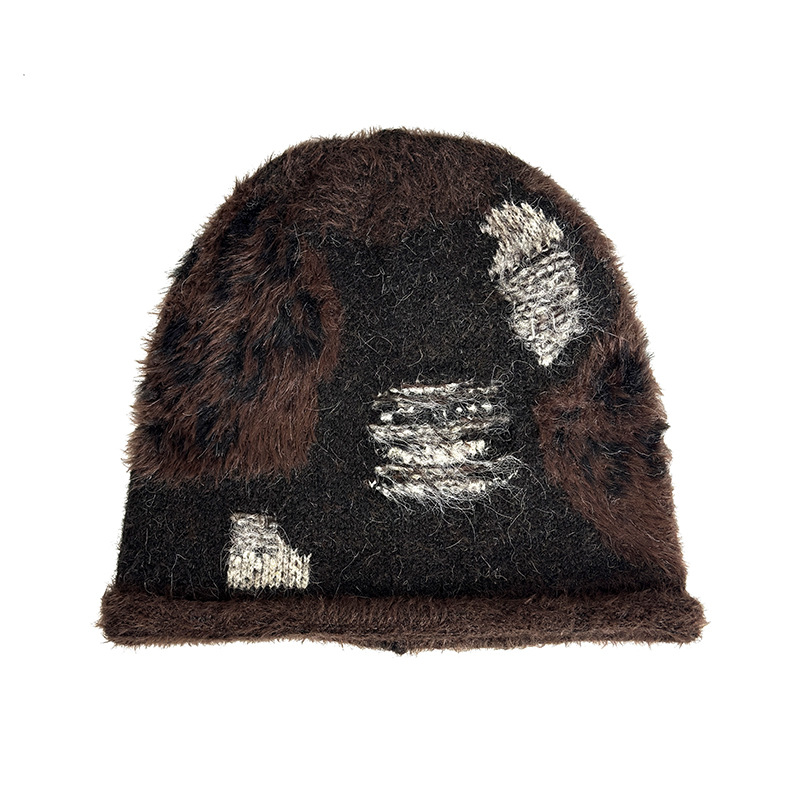 Autumn and winter retro coffee-colored dui Dui hat women's ear-protecting warm woolen hat pullover hat Korean-style versatile cold hat headwear Application Scenario