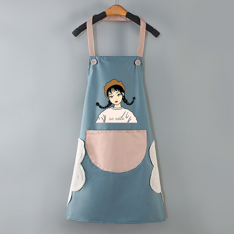 Household waterproof, oil-proof and stain-proof cooking work clothes, Korean-style fashionable bib, unisex, kitchen chores, hand-drying and baking apron Application Scenario
