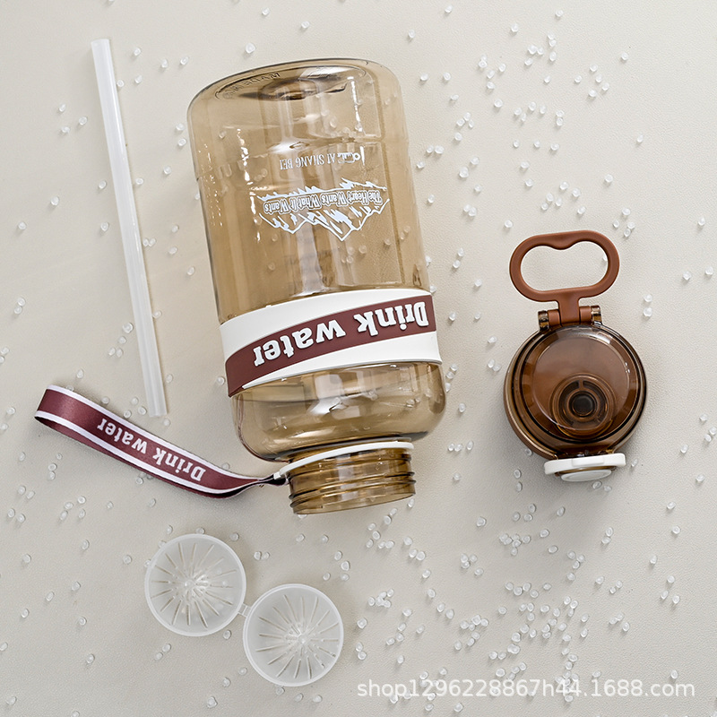 B70-9503 New large-capacity sports water bottle, straw cup, fitness portable cup with a handle, portable plastic cup