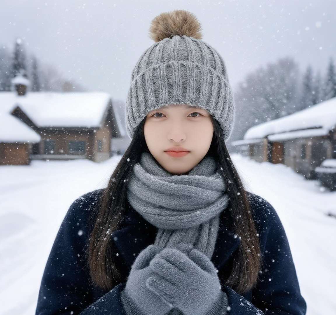 New styles of women's knitted woolen hats for autumn and winter, warm and thick, solid color, high-end feel, fluffy wool, and atmosphere Specification image