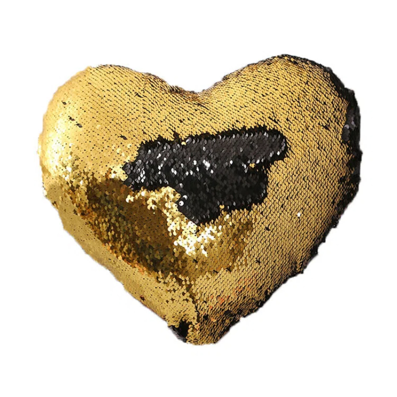 Double-sided flip-top heart-shaped sequined throw pillow, wedding sequin embroidery cushion, cross-border DTY positioning, AB side decorative throw pillow quilt Item Picture