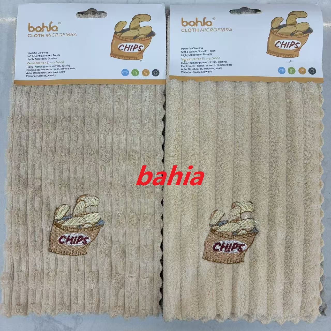 3条卡纸装 绣花薯条30*30cm抹布 厨房清洁巾 家用去污抹布 Bahia