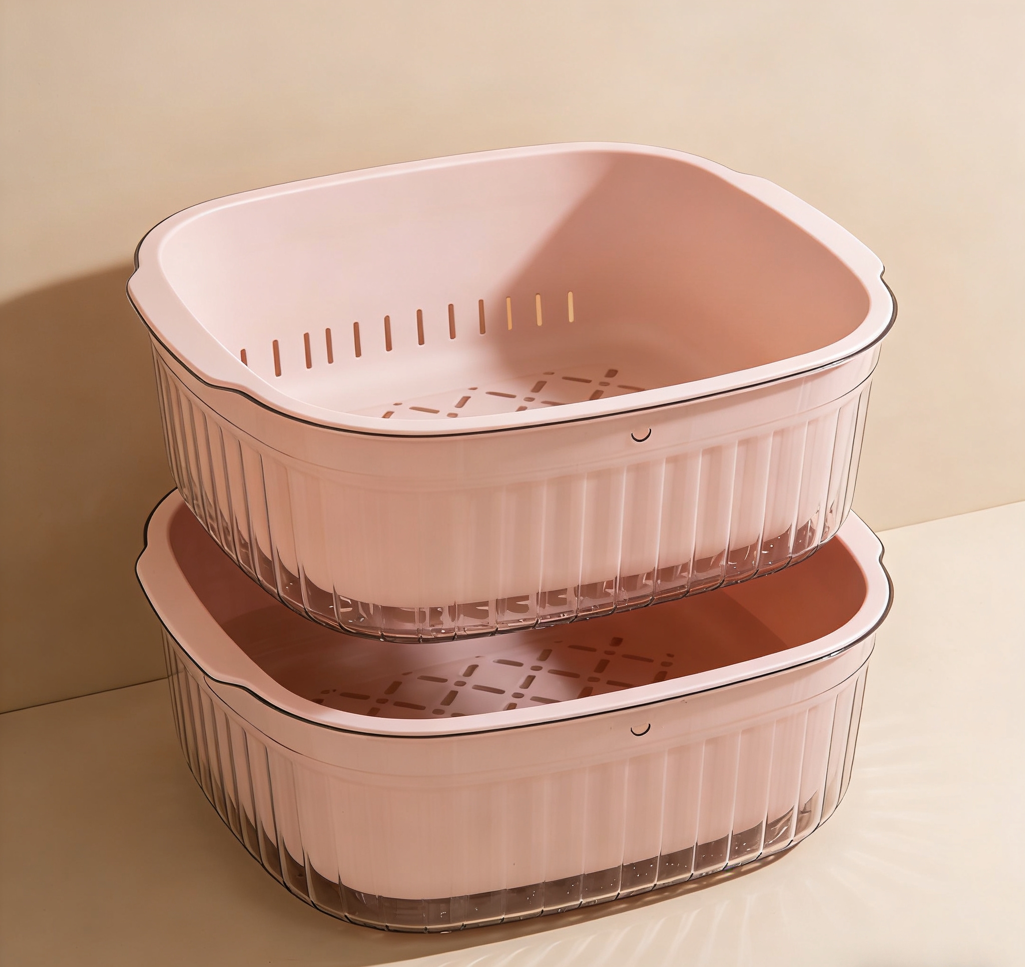 High appearance level double-layer draining basket, kitchen draining and storage two-in-one double-layer draining basket, household kitchen sink, plastic rice-washing basket ifa details Picture
