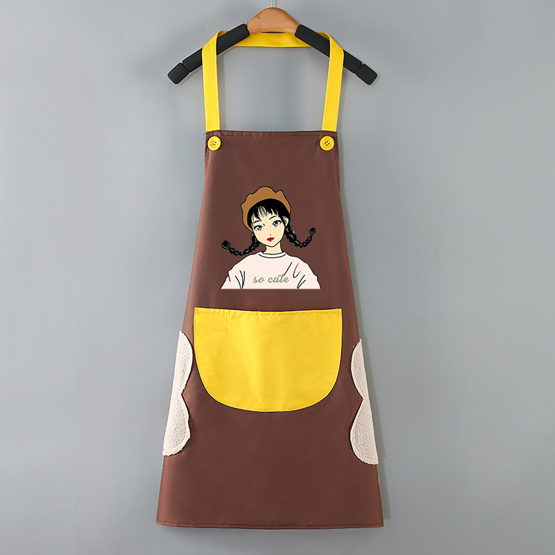 Household waterproof, oil-proof and stain-proof cooking work clothes, Korean-style fashionable bib, unisex, kitchen chores, hand-drying and baking apron Item Picture
