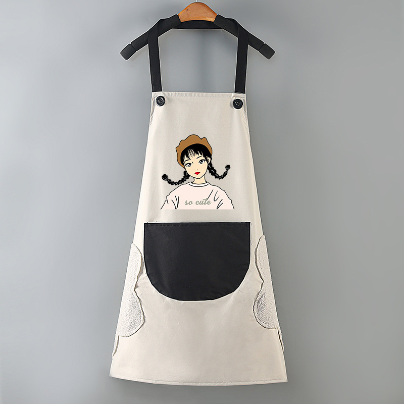 Household waterproof, oil-proof and stain-proof cooking work clothes, Korean-style fashionable bib, unisex, kitchen chores, hand-drying and baking apron