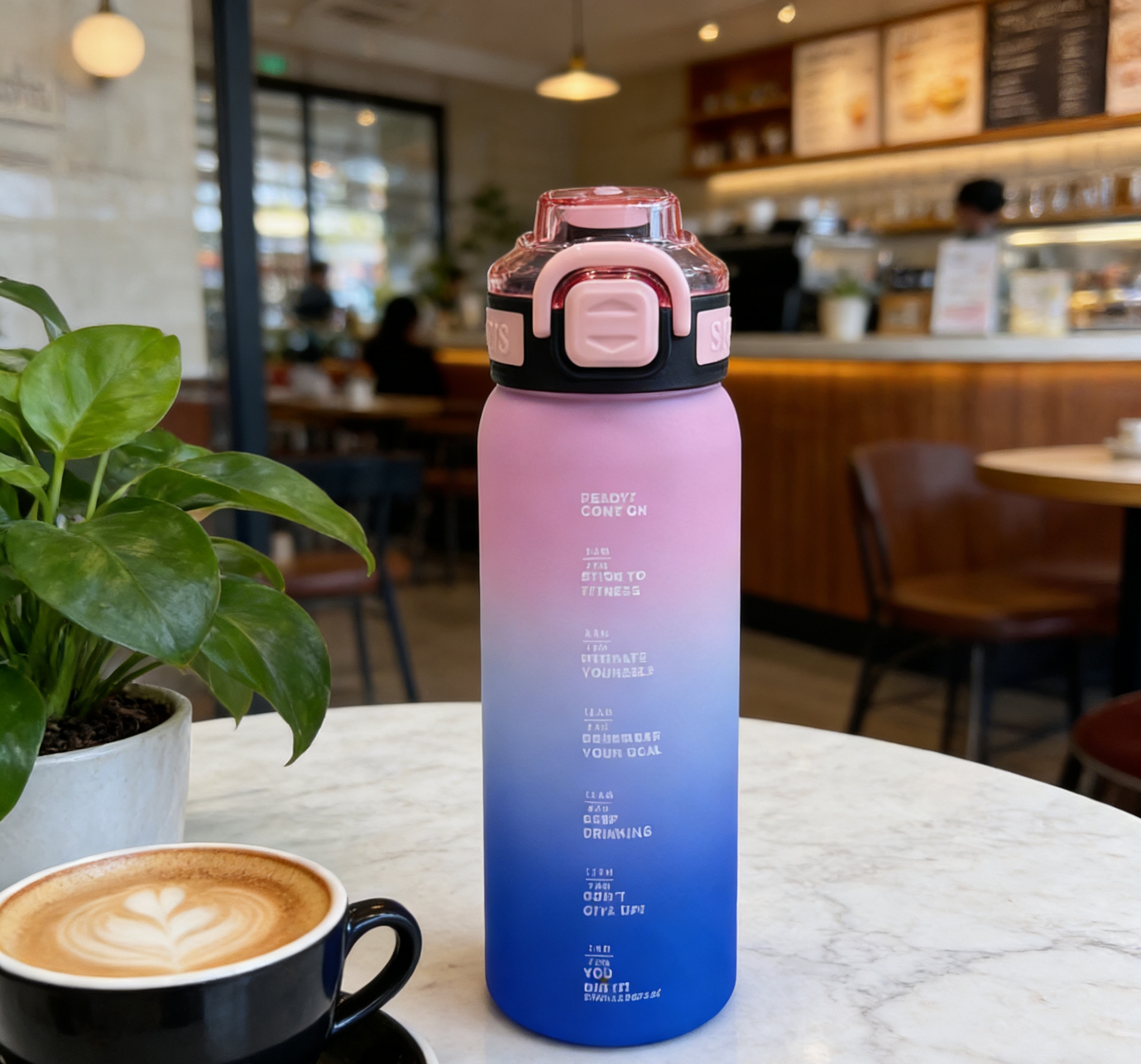 Wholesale of water cups with scales for student dormitories, high-appearation-level drinking cups for offices, gradient large-capacity sports water cups, and high-appearation-level portable straw cups details Picture