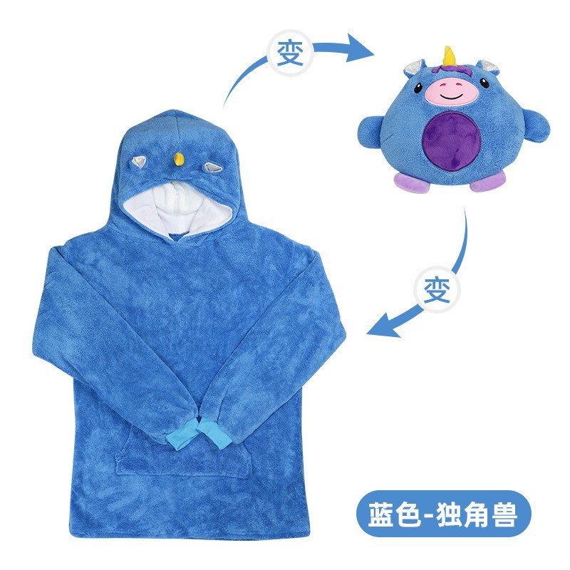 Lazy children's pajamas, pullover, cartoon animal hoodie, plush owl doll, coral fleece home doll, throw pillow Item Picture