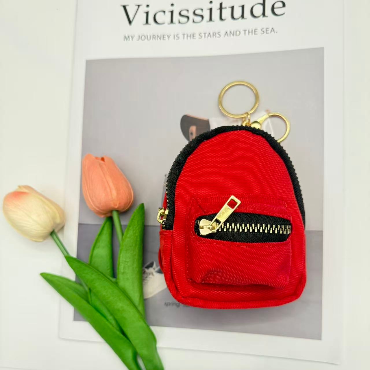 黑色迷你背包零钱包钥匙扣时尚百搭小巧轻便休闲潮流女包学生简约潮品产品图